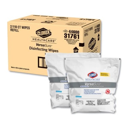 Clorox Clorox Healthcare Versasure Cleaner Disinfectant Wipes, 12" X 12", White, 110/Pouch, 2/Ct 31761